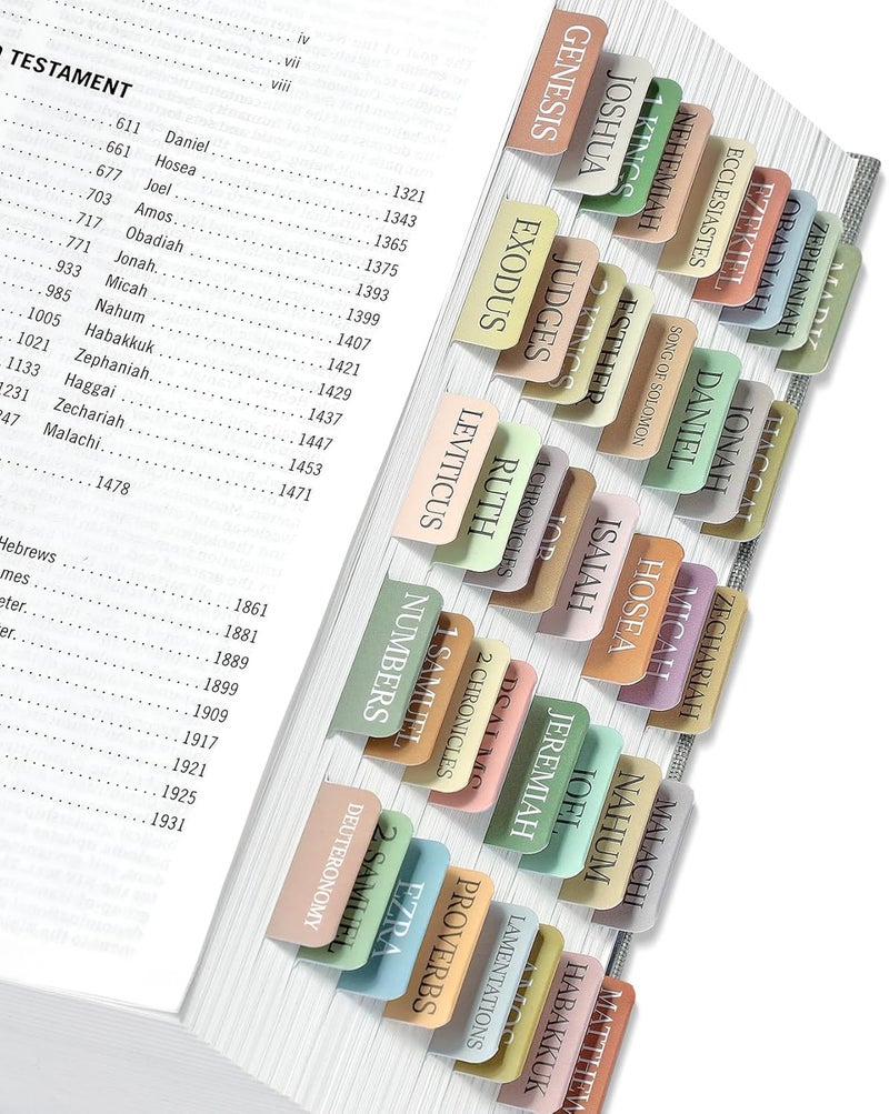 Taja Bible Tabs for Women & Men, Laminated Bible Tabs for Study Bible, Large Print Neutral Bible Tabs for Easy Navigation, Boho Theme, Bible Index Tabs - Image 1